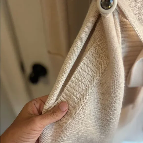 Rebecca Taylor Cream Double-Breasted front tie Cardigan Wool Blend button front - Picture 5 of 15